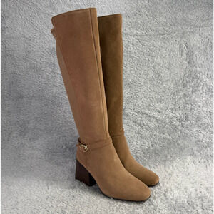 Blondo Twyla Tall Suede Boots Women's Size 5.5 Tan Taupe Riding Boots High Heel